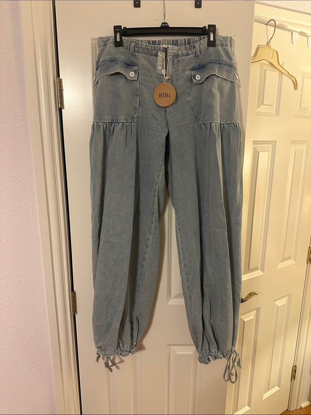 BiBi Light Blue Women's Denim Drawstring Jogger Jeans